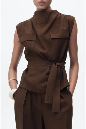 MANGO Drape Tie Belt Sleeveless Top in at Nordstrom, Size 4