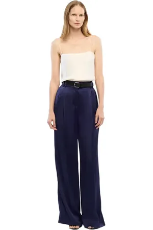 Another Tomorrow Satin Pleated Trouser in at Nordstrom, Size 44 It