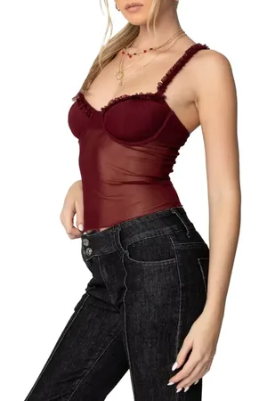 Edikted Mercy Sheer Mesh Bra Top in at Nordstrom, Size Medium