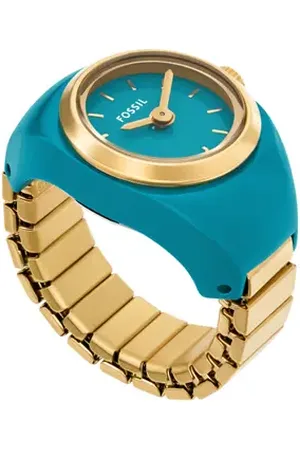 Fossil Glossy Enamel Ring Watch, 15mm in Blue /Gold at Nordstrom