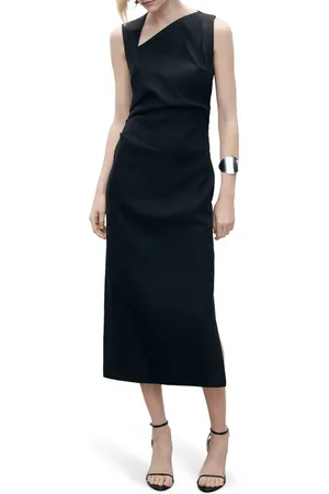 MANGO Sleeveless Asymmetric Linen Dress in at Nordstrom, Size 6