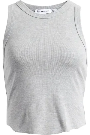 GOOD AMERICAN Lightweight Crop Stretch Cotton Rib Racer Tank in at Nordstrom, Size Small