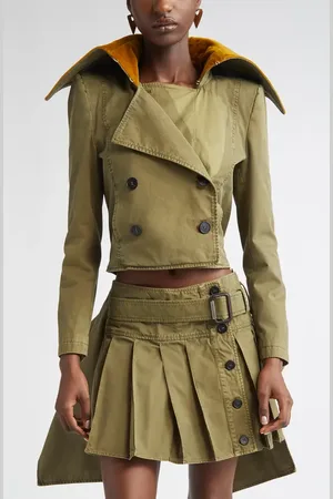 Alexander McQueen Velvet Collar Double Breasted Twill Peplum Jacket in at Nordstrom, Size 4 Us
