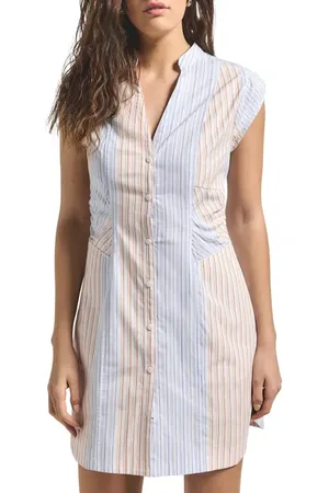 Derek Lam Elyse Stripe Sleeveless Mini Shirtdress in at Nordstrom