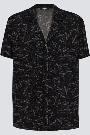 Balmain Pyjama shirt with all-over label print in at Nordstrom, Size 56 It