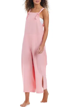 Sanctuary Tie Strap Cotton & Linen Cover-Up Overalls in at Nordstrom, Size Small
