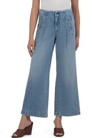Kut From The Kloth Meg Pleated High Waist Crop Wide Leg Jeans in at Nordstrom, Size 4