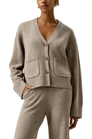 Lilysilk Cropped Wool-Cashmere Blend Cardigan Sweater for Women in at Nordstrom, Size Large