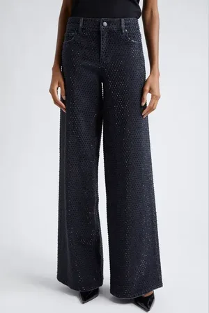 ALICE+OLIVIA Trish Embellished Baggy Jeans in at Nordstrom, Size 30