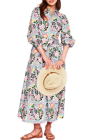 Boden Clara Floral Print Cotton Maxi Shirtdress in at Nordstrom, Size 6