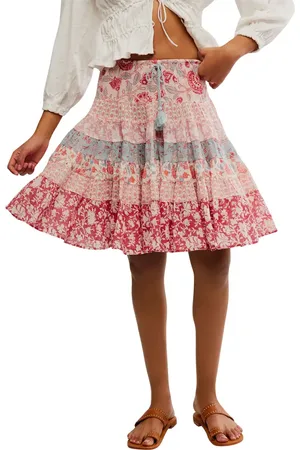Free People Many Layers Mixed Print Tiered Cotton Skirt in at Nordstrom, Size Small