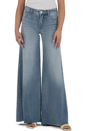 Kut From The Kloth Blake Raw Hem Mid Rise Super Flare Jeans in at Nordstrom, Size 10