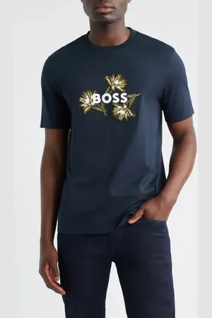 HUGO BOSS Thompson Floral Logo Cotton Graphic T-Shirt in at Nordstrom, Size Medium