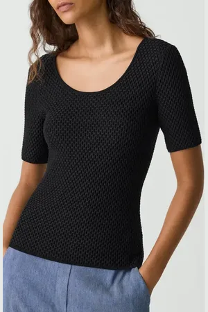 THEORY Bleecke Texture Scoop Neck T-Shirt in at Nordstrom, Size Large
