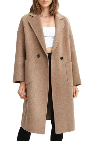 Belle & Bloom BELLE AND BLOOM Publisher Double-Breasted Wool Blend Coat at Nordstrom, Size Large