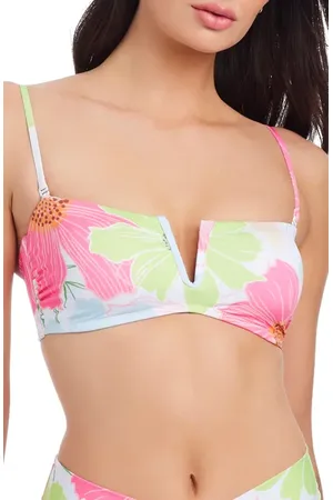 Sanctuary Charming Floral V-Wire Bandeau Bikini Top in at Nordstrom, Size Large