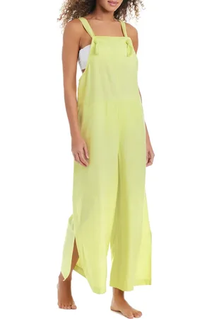 Sanctuary Tie Strap Cotton & Linen Cover-Up Overalls in at Nordstrom, Size Small