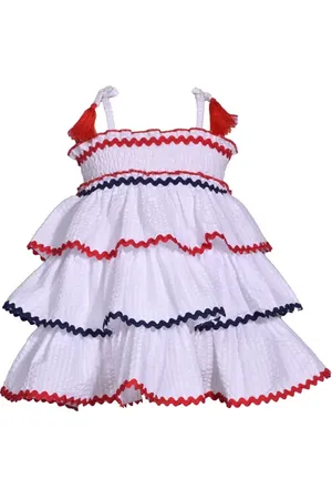 Iris & Ivy Rickrack Trim Tiered Cotton Blend Sundress in at Nordstrom, Size 12M