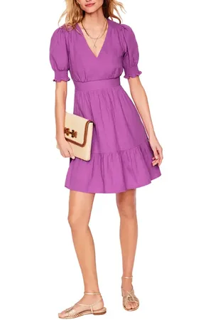Boden Anna Puff Sleeve Double Cloth Cotton Tiered Dress in at Nordstrom, Size 2