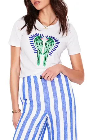 Boden Embroidered Parrots Cotton Graphic T-Shirt in at Nordstrom, Size Medium