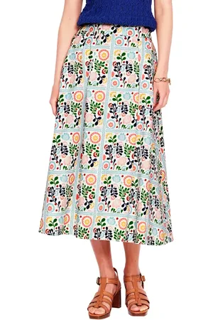 Boden Isabella Floral Cotton Sateen A-Line Skirt in at Nordstrom, Size 4
