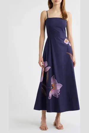 Cleobella Riley Placed Floral Organic Cotton Poplin Dress in at Nordstrom, Size Medium