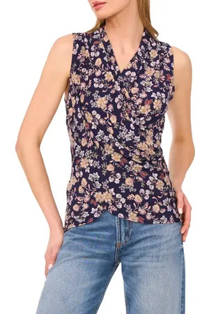 Vince Camuto Floral Crossover Wrap Front Tank in at Nordstrom, Size Xx-Small