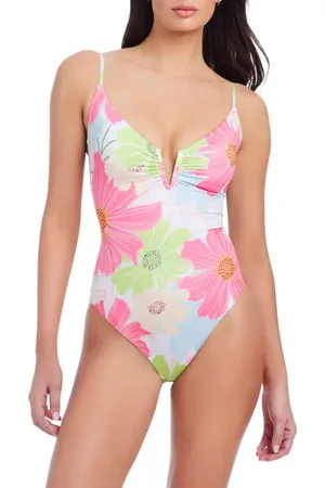 Sanctuary Charming Floral V-Wire One-Piece Swimsuit in at Nordstrom, Size Large