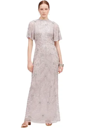 Beauut Occasion Embellished Sequin Beaded Halter Neck Evening Dress in at Nordstrom, Size 14