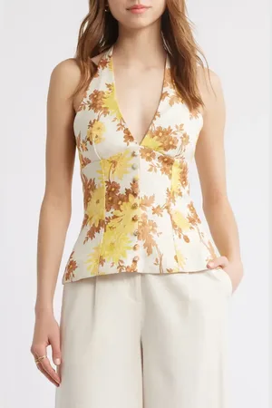FAITHFULL THE BRAND Marie Linen Halter Top in at Nordstrom, Size Small