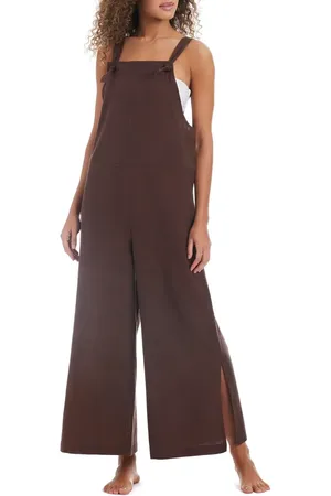 Sanctuary Tie Strap Cotton & Linen Cover-Up Overalls in at Nordstrom, Size Small