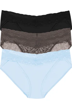 Natori Bliss Perfection Lace Trim One Size Bikini Brief 3-Pack in at Nordstrom