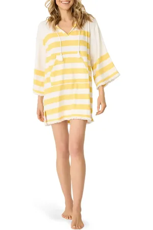 P.J.Salvage Cabana Paradise Stripe Hooded Terry Cloth Cover-Up Dress in at Nordstrom, Size Small