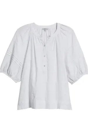 Rails Shoshanna Puff Sleeve Linen Blend Top in at Nordstrom, Size Medium