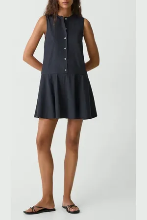 THEORY Sleeveless Linen Blend Minidress in at Nordstrom, Size X-Large