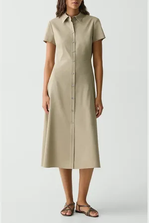 THEORY Short Sleeve Linen Blend Midi Shirtdress in at Nordstrom, Size 00