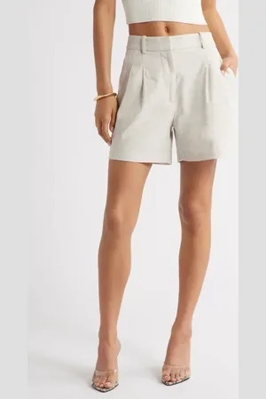 Open Edit Everyday Pleated Linen Blend Shorts in at Nordstrom, Size 8