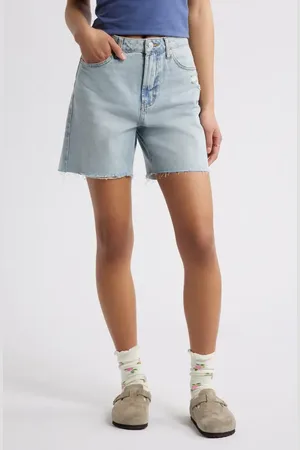 BP. Raw Hem High Waist Denim Bermuda Shorts in at Nordstrom, Size 28