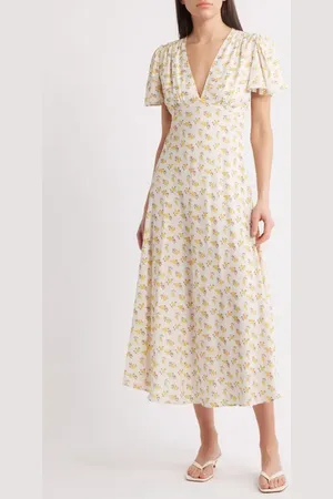 FAITHFULL THE BRAND Stacia Floral A-Line Midi Dress in at Nordstrom, Size X-Large