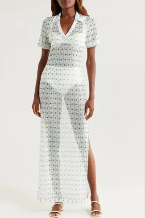 Hutch Sheer Mesh Cover-Up Shirtdress in at Nordstrom, Size Small