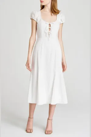 WAYF Cara Cotton Eyelet Midi Dress in at Nordstrom, Size Medium