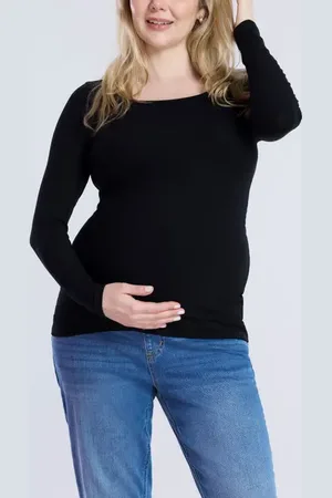 Motherhood Maternity Square Neck Rib Knit Long Sleeve Tee in at Nordstrom, Size X-Large L