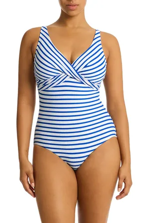 SEA LEVEL Stripe Cross Front Multifit One-Piece Swimsuit in at Nordstrom, Size 12 Us