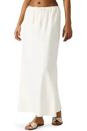 Steve Madden Cadi Linen Drawstring Waist Maxi Skirt in at Nordstrom, Size X-Small