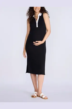 Motherhood Maternity Collared Sleeveless Polo Midi Dress in at Nordstrom, Size Large