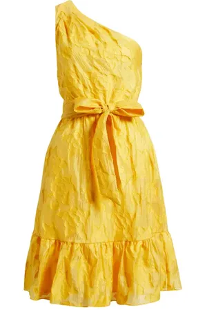 Anne Klein Floral Embroidered One-Shoulder Midi Dress in at Nordstrom, Size 0