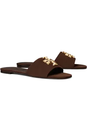 Tory Burch Eleanor Slide Sandal in Dark Cocoa /Gold at Nordstrom, Size 5.5