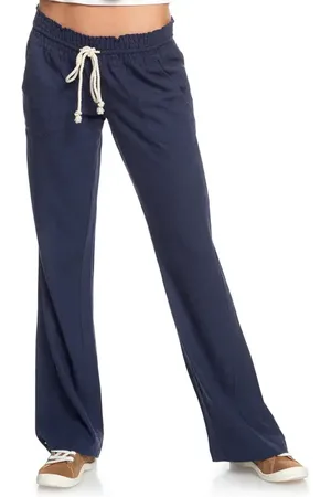Roxy Oceanside Linen Blend Drawstring Pants in at Nordstrom, Size Large