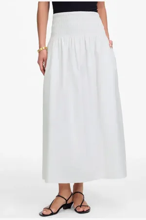 Madewell Smocked Waist Cotton Poplin Midi Skirt in at Nordstrom, Size Xx-Small