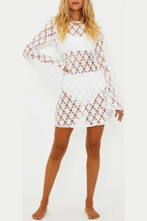 Beach Riot Goldie Lace Long Sleeve Cotton Blend Cover-Up Dress in at Nordstrom, Size Large